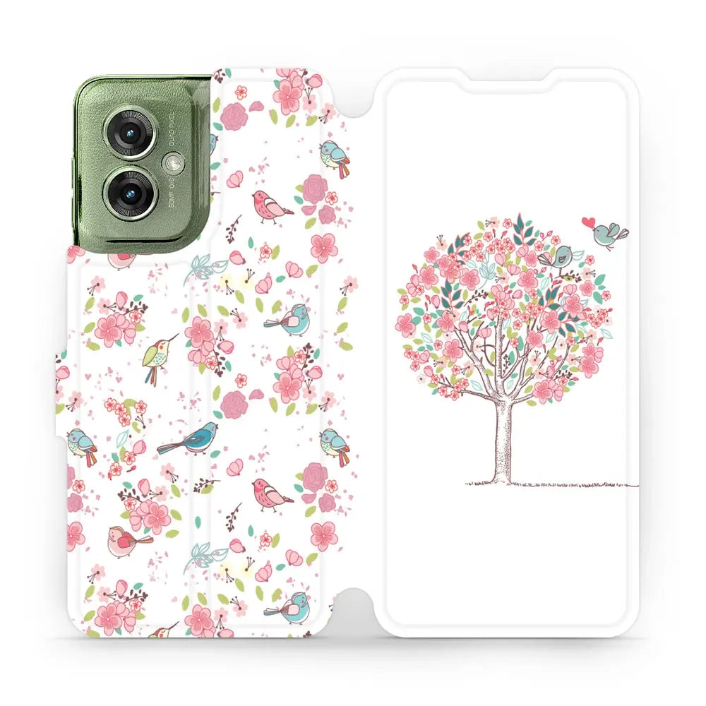 Handyhülle mit klappe für Motorola Moto G55 5G, Mobiwear Book, Rosa Hain