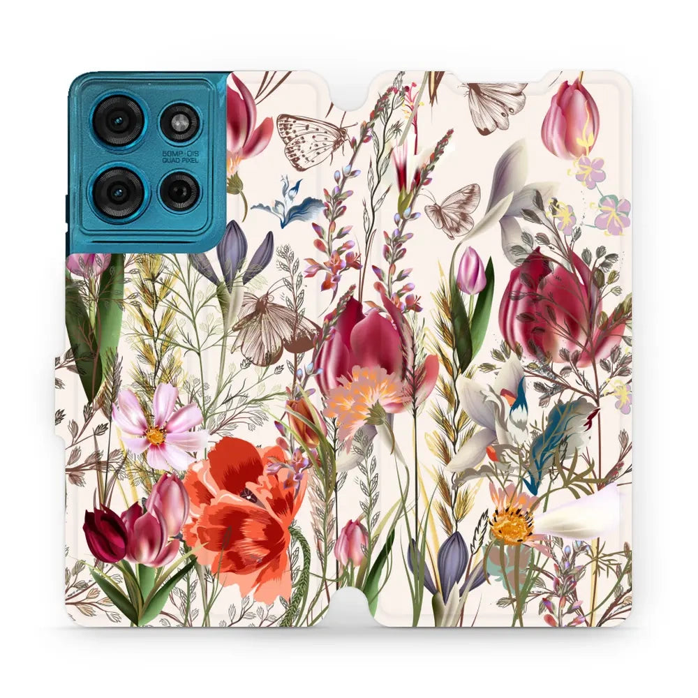 Handyhülle mit klappe für Motorola Moto G75 5G, Mobiwear Book, Blumenstrauß