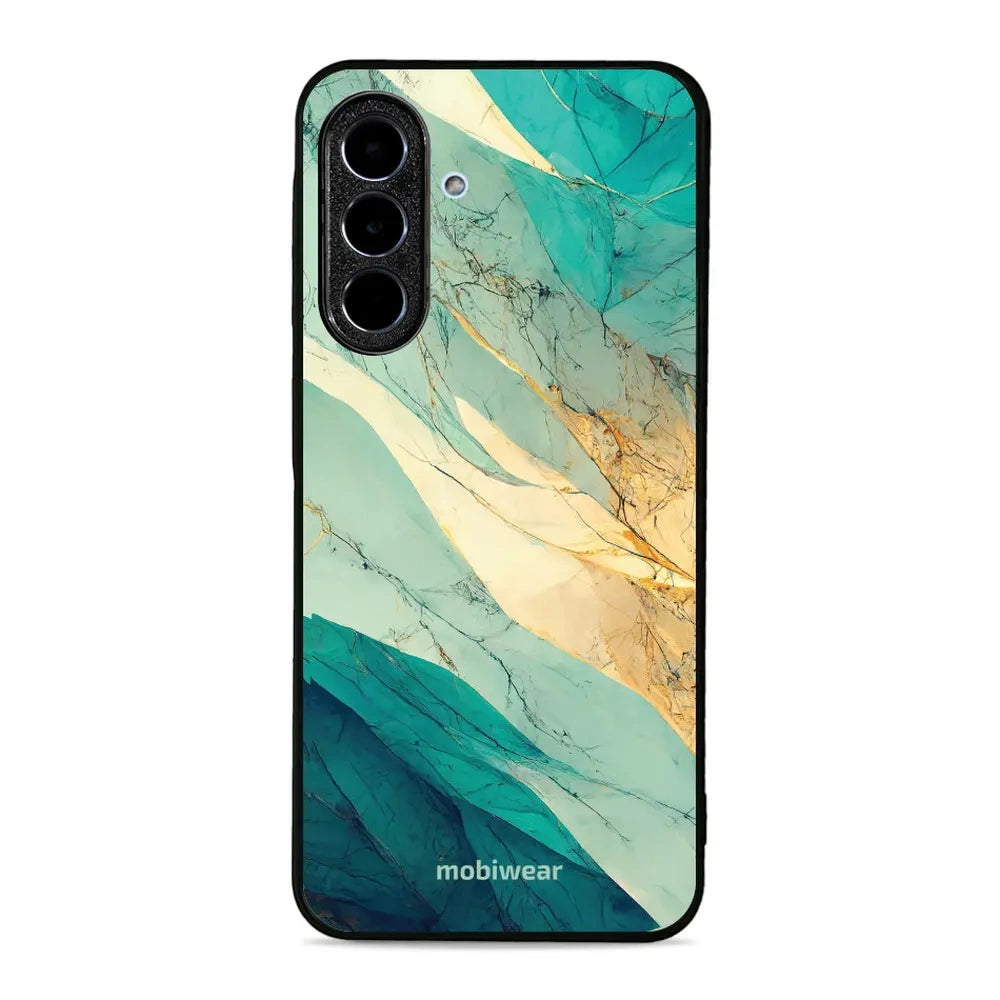Handyhülle für Galaxy A36 5G, Mobiwear Glossy Case, Türkis-Marmor