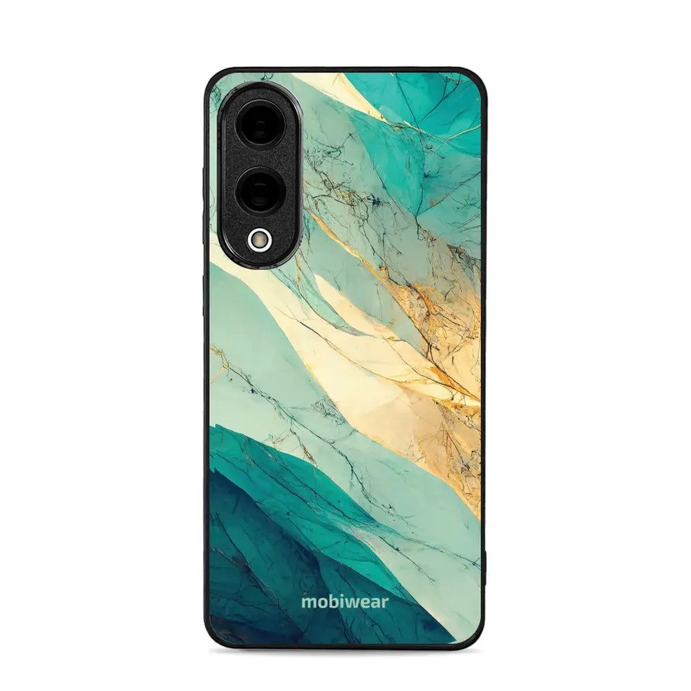 Handyhülle für Galaxy S25 Edge, Mobiwear Glossy Case, Türkis-Marmor