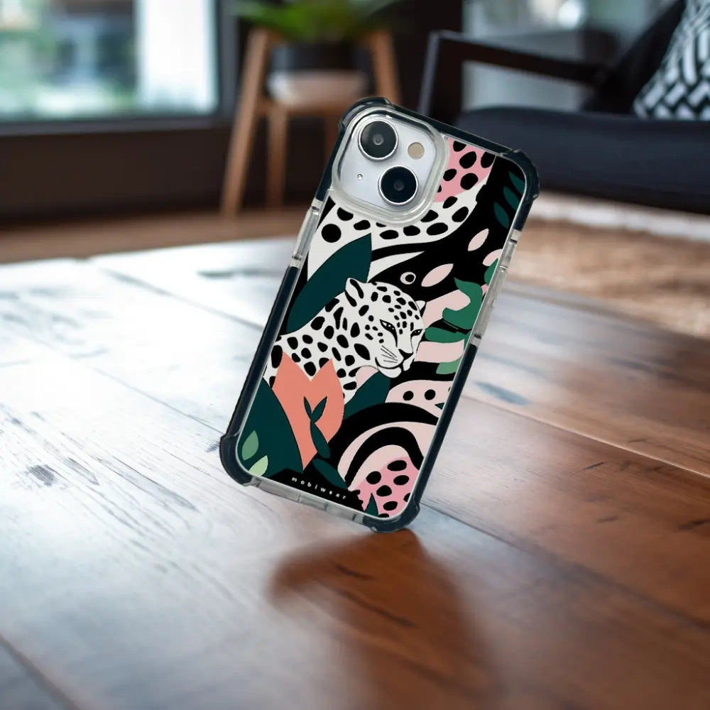 Handyhülle für iPhone 17e / 16e mit MagSafe, Mobiwear Elite Bumper, Tropischer Gepard