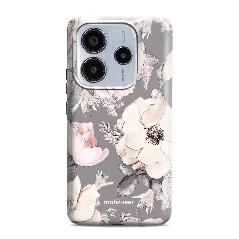 Handyhülle für Xiaomi Redmi Note 14 5G, Mobiwear Elite Pro, Rosa-Blumig