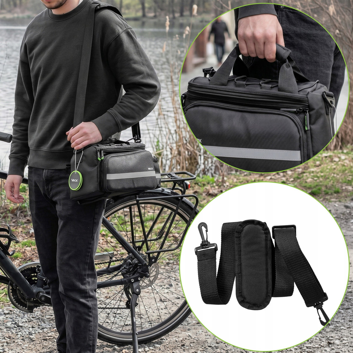 Fahrradtasche für den Gepäckträger mit Seitentaschen, Vayox VA0449 10 - 29L, Schwarz