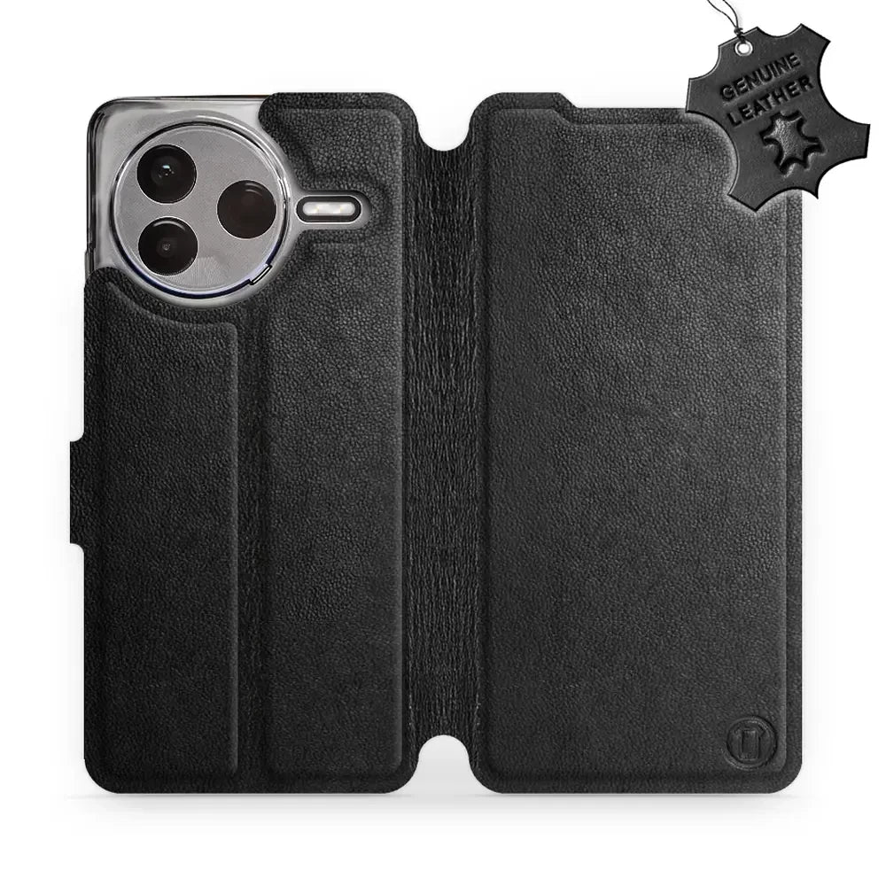 Echtleder Handyhülle für Xiaomi POCO F7 Pro, Mobiwear Leather, Schwarz