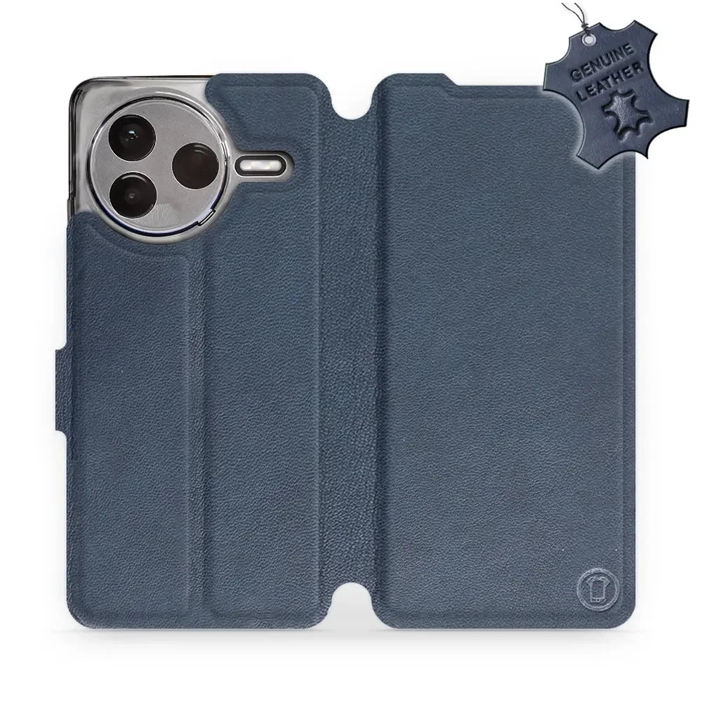 Echtleder Handyhülle für Xiaomi POCO F7 Pro, Mobiwear Leather, Dunkelblau