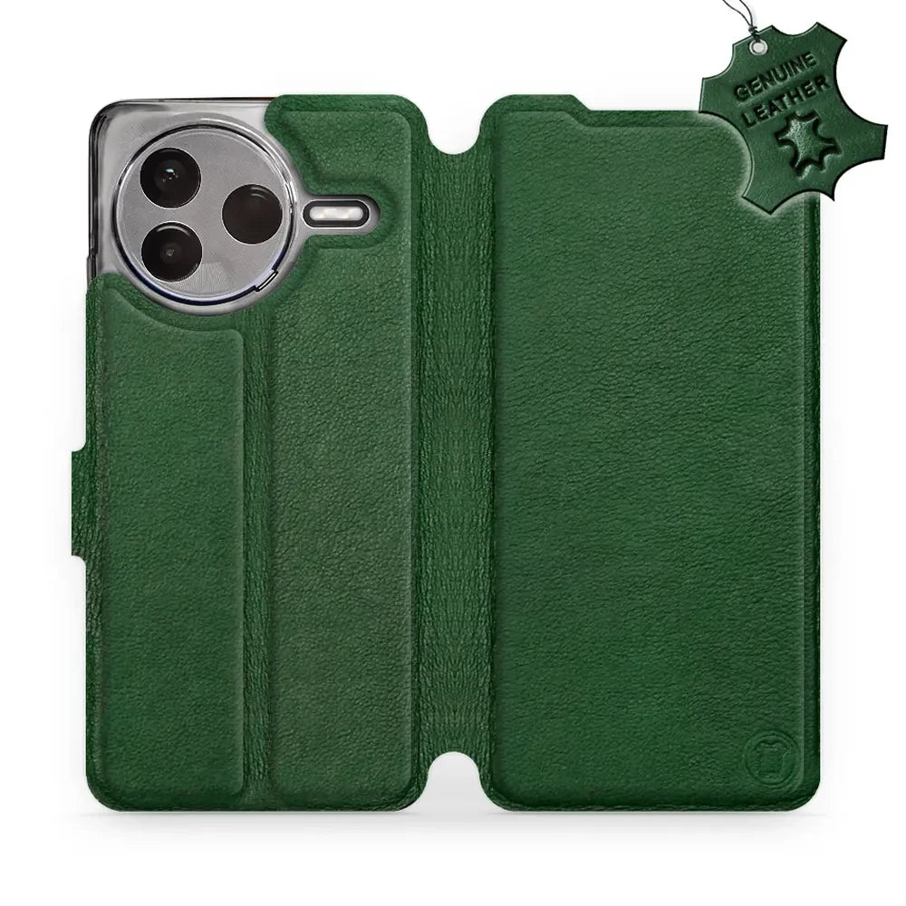 Echtleder Handyhülle für Xiaomi POCO F7 Pro, Mobiwear Leather, Grün