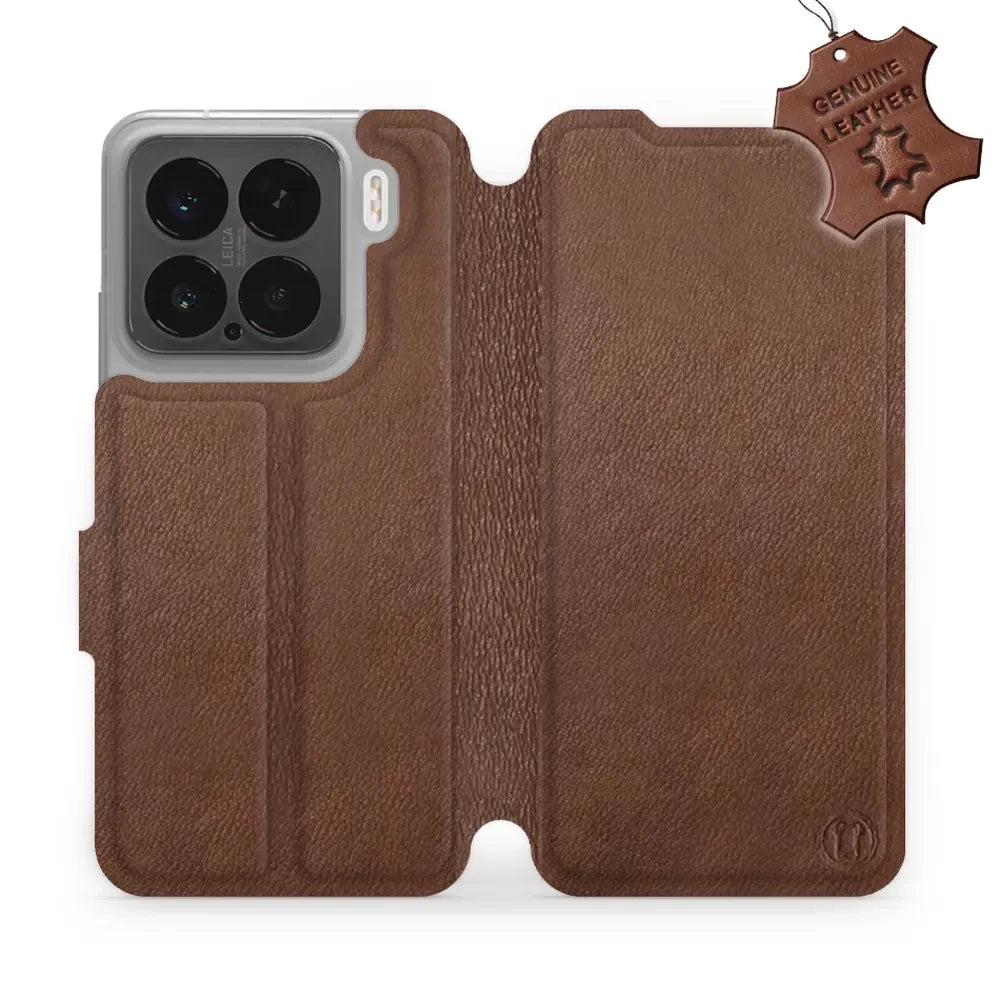Echtleder Handyhülle für Xiaomi 15, Mobiwear Leather, Braun