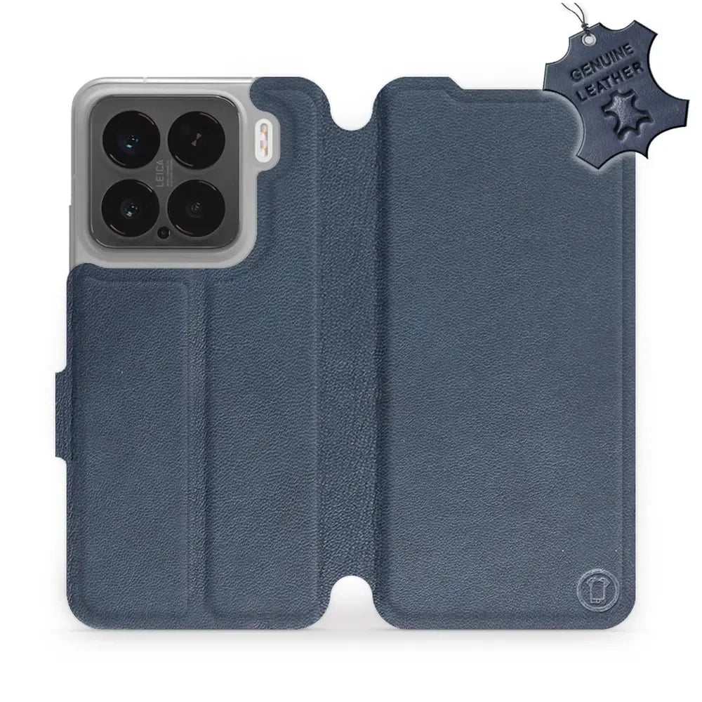 Echtleder Handyhülle für Xiaomi 15, Mobiwear Leather, Dunkelblau