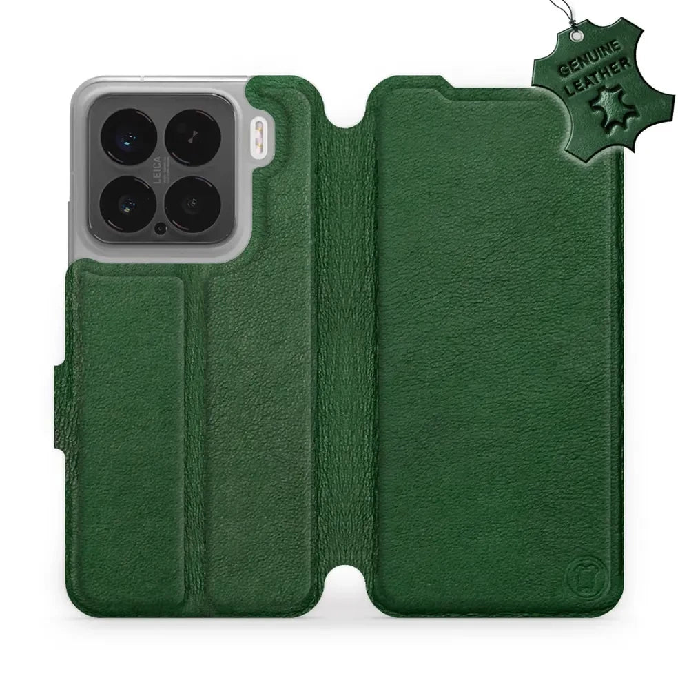 Echtleder Handyhülle für Xiaomi 15, Mobiwear Leather, Grün