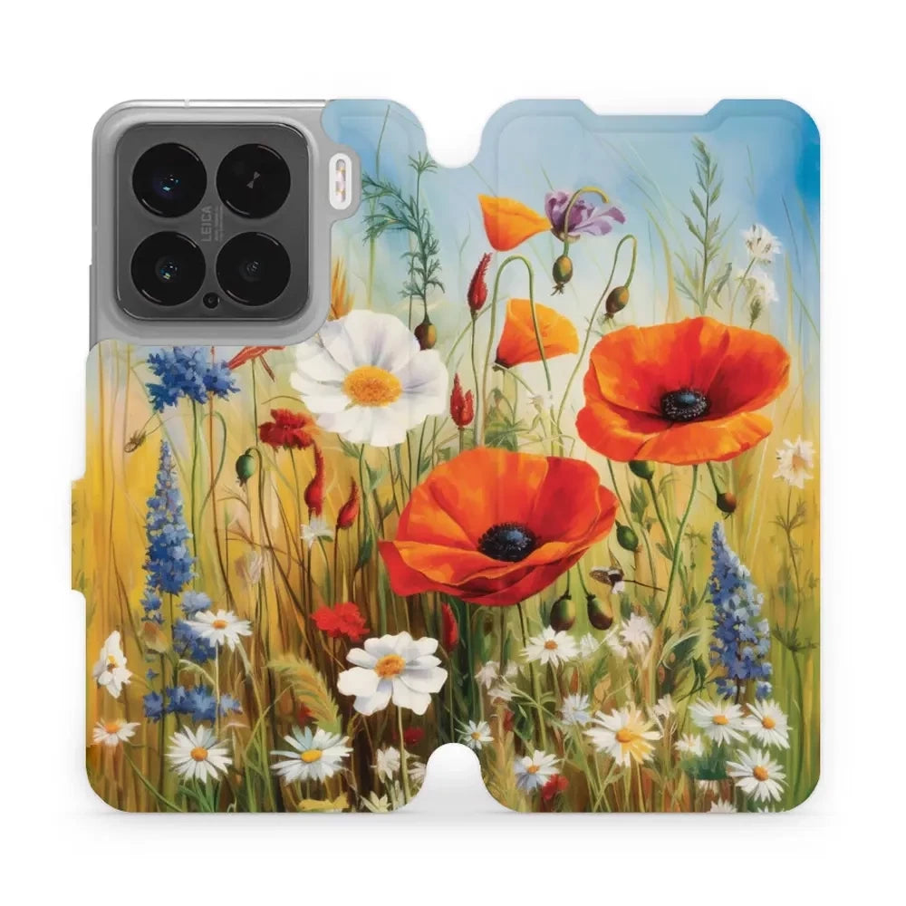 Handyhülle mit klappe für Xiaomi 15, Mobiwear Book, Wiesenblumen
