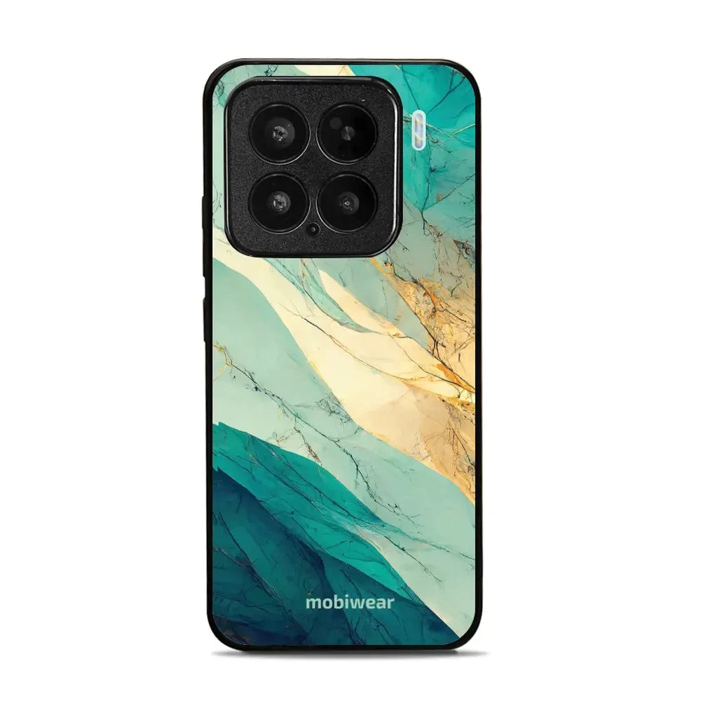 Handyhülle für Xiaomi 15, Mobiwear Glossy Case, Türkis-Marmor