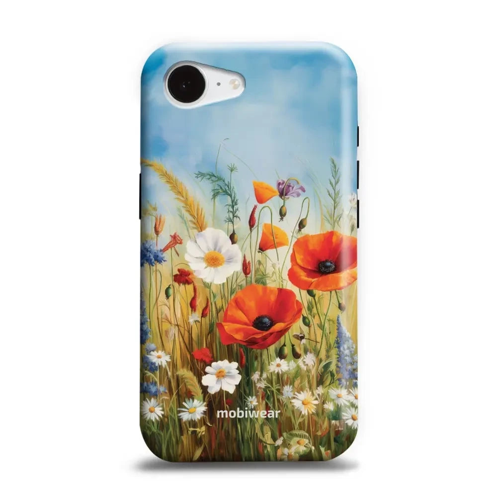 Handyhülle für iPhone 17e / 16e, Mobiwear Elite Pro, Wiesenblumen