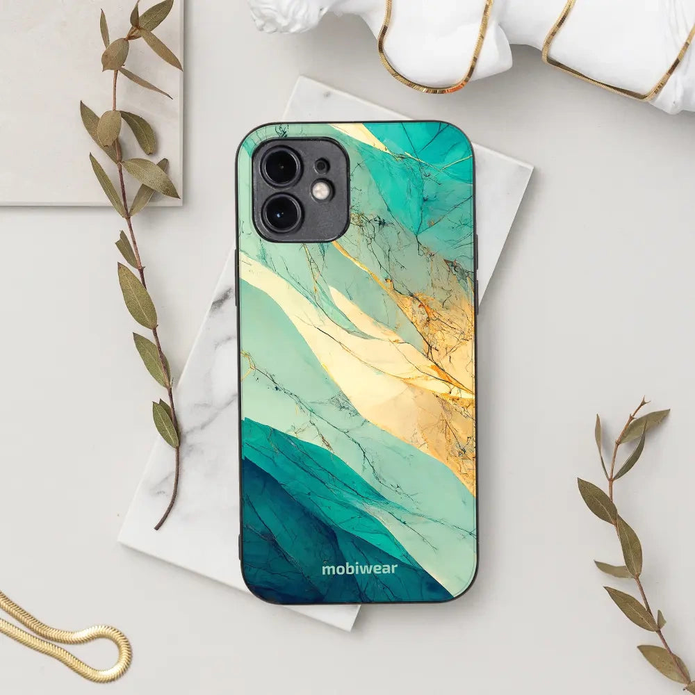 Handyhülle für Honor 400 Pro 5G, Mobiwear Glossy Case, Türkis-Marmor