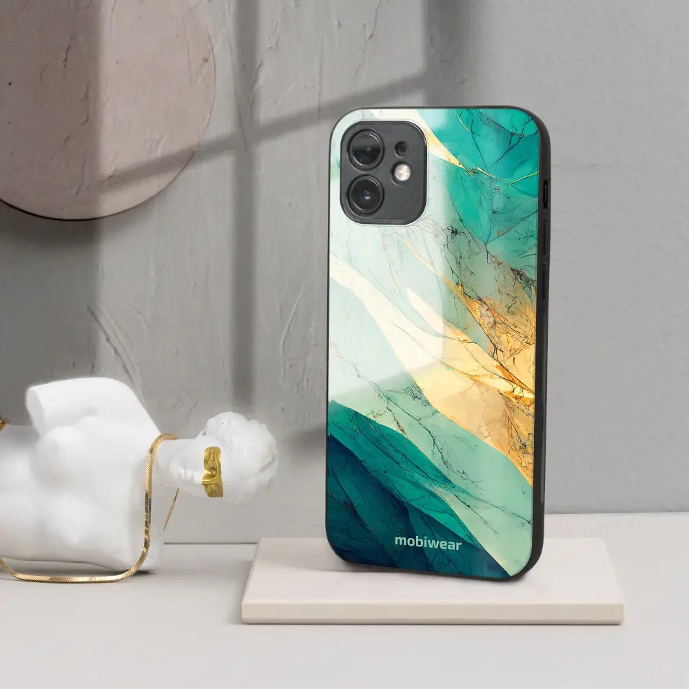 Handyhülle für Honor 400 Pro 5G, Mobiwear Glossy Case, Türkis-Marmor