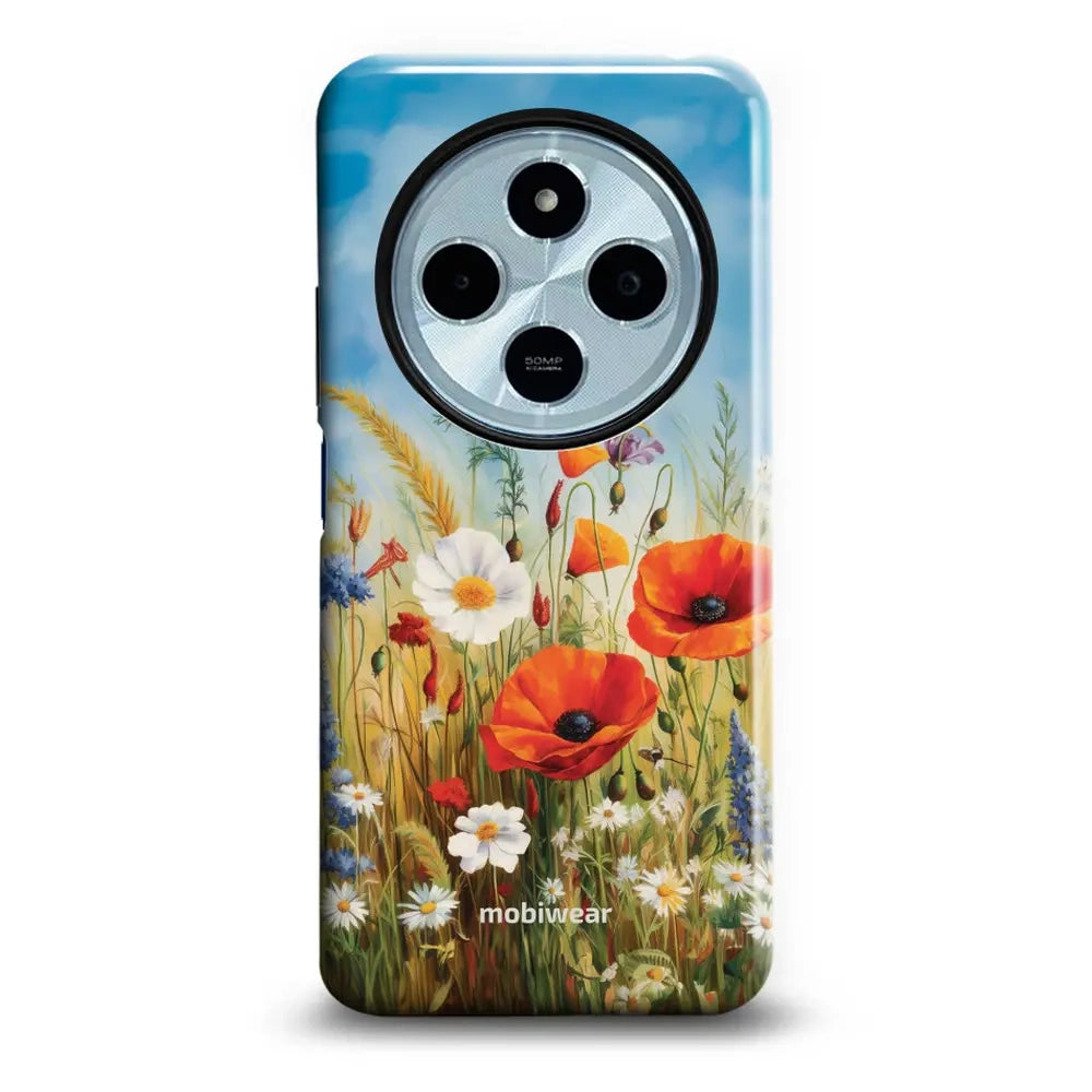Handyhülle für Xiaomi Redmi 14C 4G, Mobiwear Elite Pro, Wiesenblumen