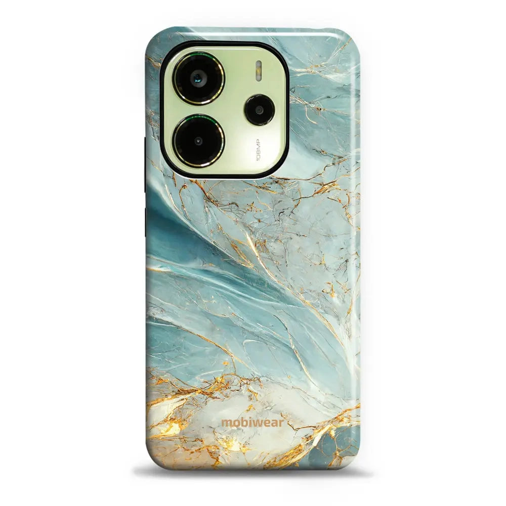 Handyhülle für Xiaomi Redmi Note 14 4G, Mobiwear Elite Pro, Adern des Azur