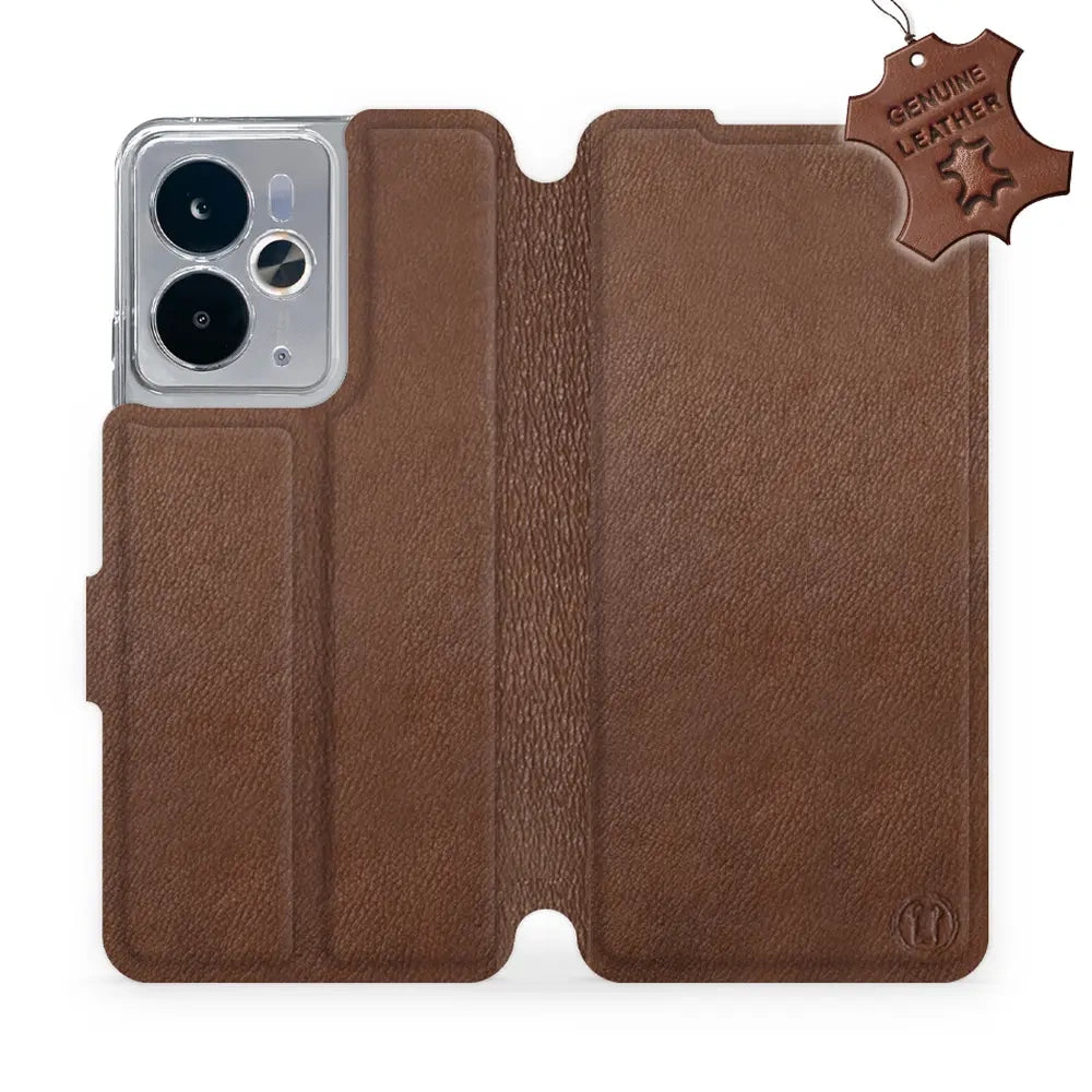 Echtleder Handyhülle für Realme 14 5G, Mobiwear Leather, Braun