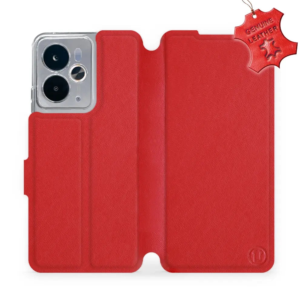 Echtleder Handyhülle für Realme 14T 5G, Mobiwear Leather, Rot