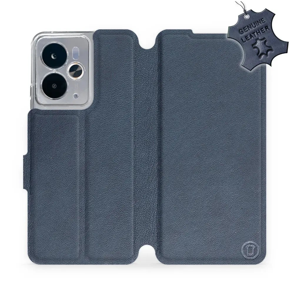Echtleder Handyhülle für Realme 14T 5G, Mobiwear Leather, Dunkelblau