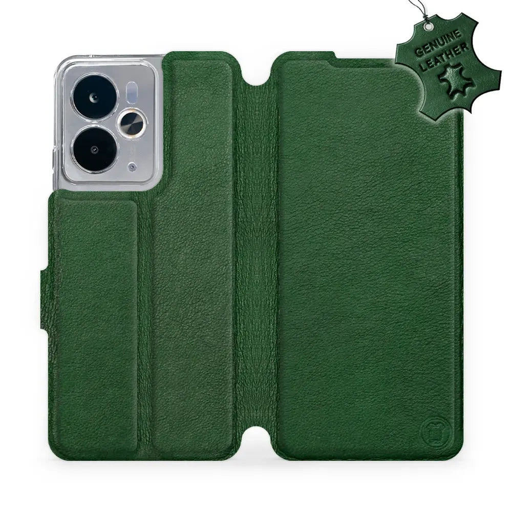Echtleder Handyhülle für Realme 14 5G, Mobiwear Leather, Grün