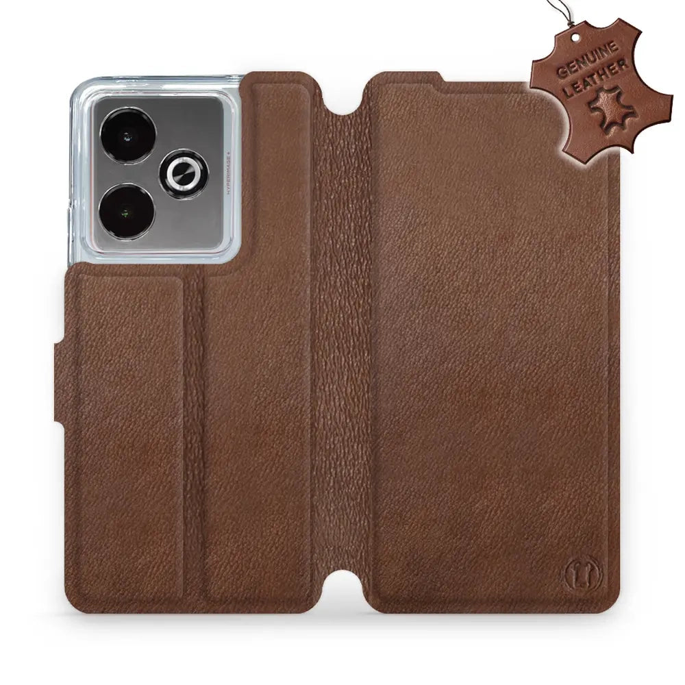 Echtleder Handyhülle für Realme GT 7, Mobiwear Leather, Braun