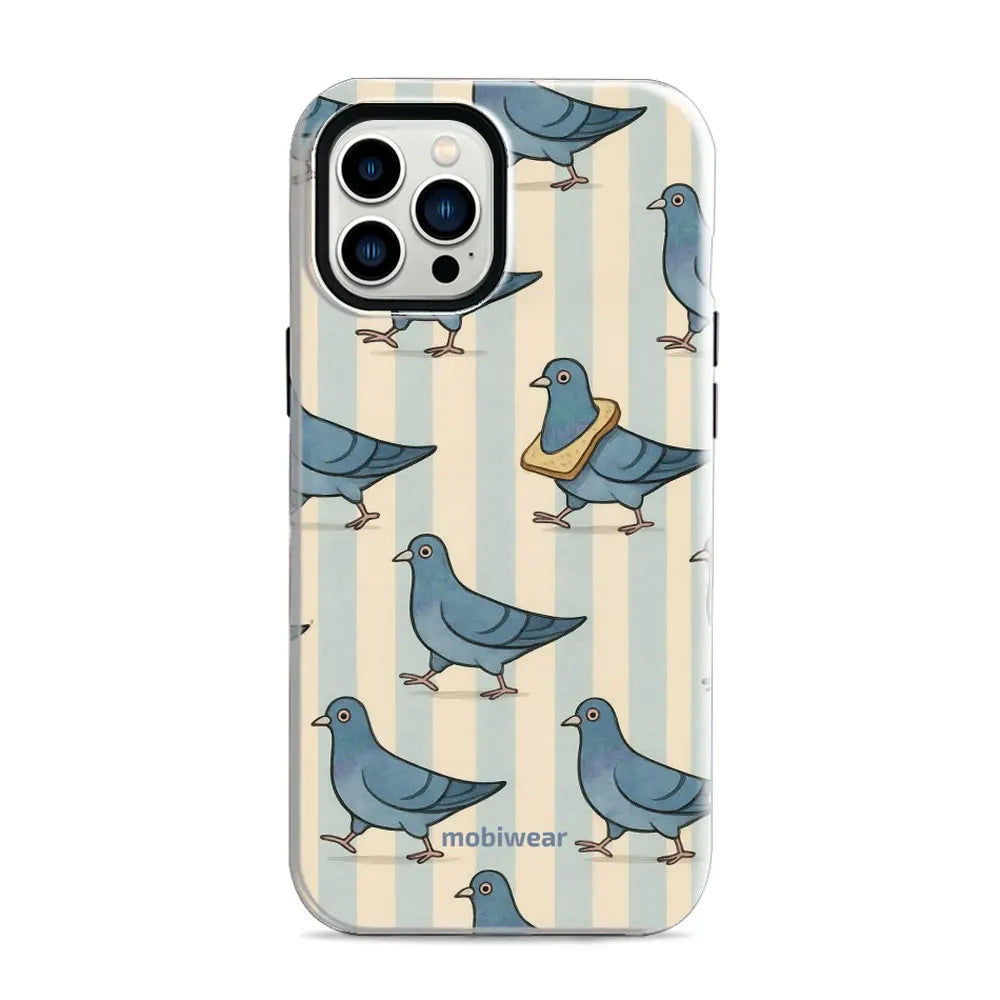 Handyhülle für iPhone 12 Pro Max, Mobiwear Elite Pro, Blaue Tauben