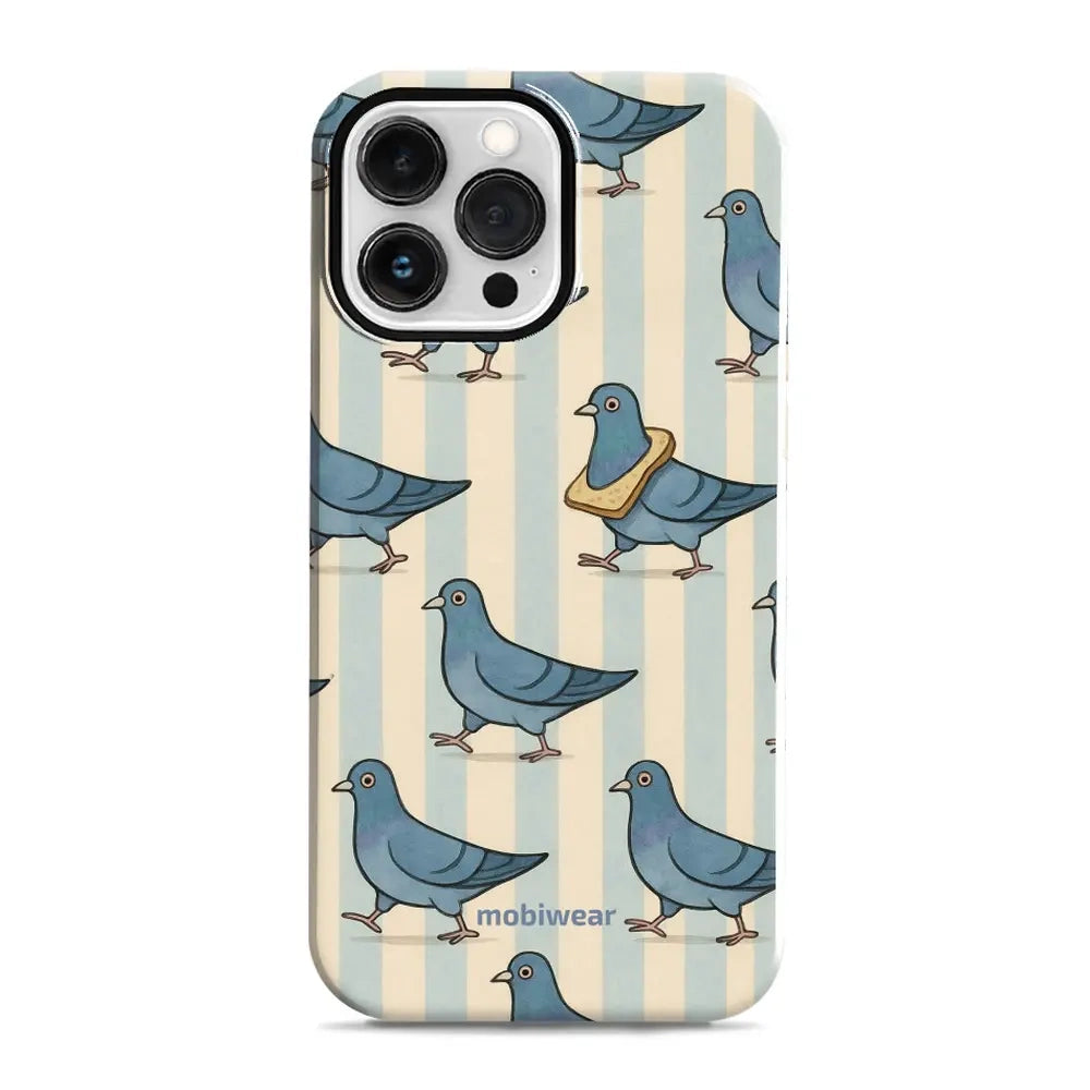 Handyhülle für iPhone 13 Pro Max, Mobiwear Elite Pro, Blaue Tauben