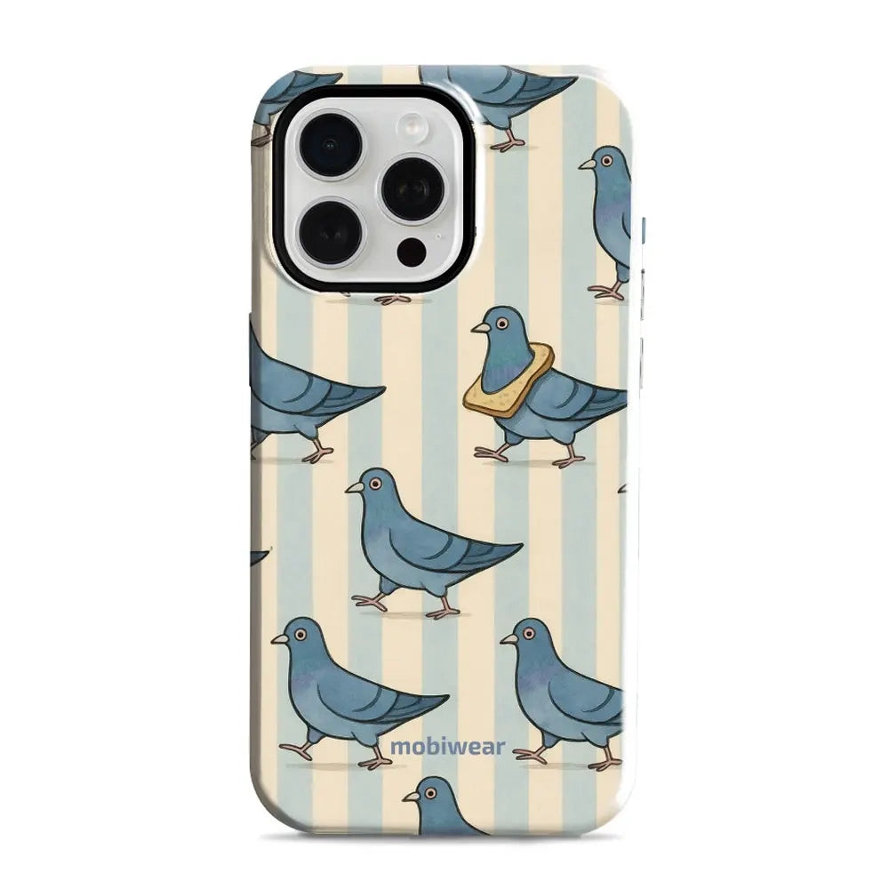 Handyhülle für iPhone 15 Pro Max, Mobiwear Elite Pro, Blaue Tauben