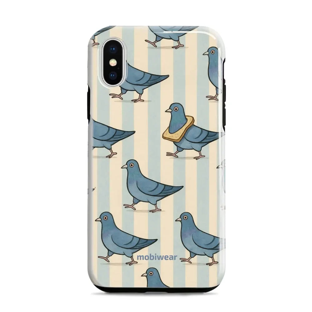 Handyhülle für iPhone Xr, Mobiwear Elite Pro, Blaue Tauben