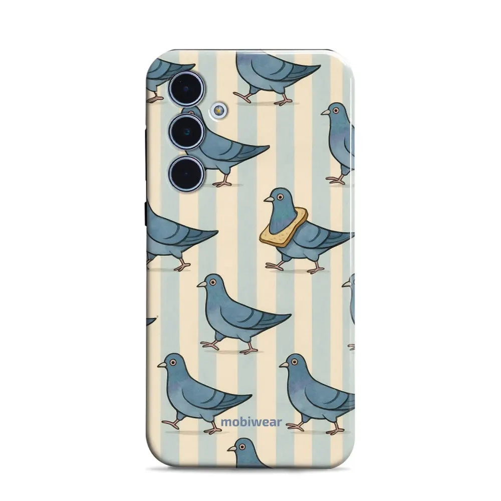 Handyhülle für Galaxy A35 5G, Mobiwear Elite Pro, Blaue Tauben