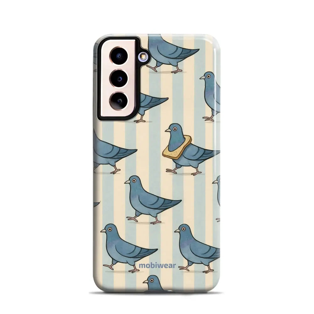 Handyhülle für Galaxy S21, Mobiwear Elite Pro, Blaue Tauben