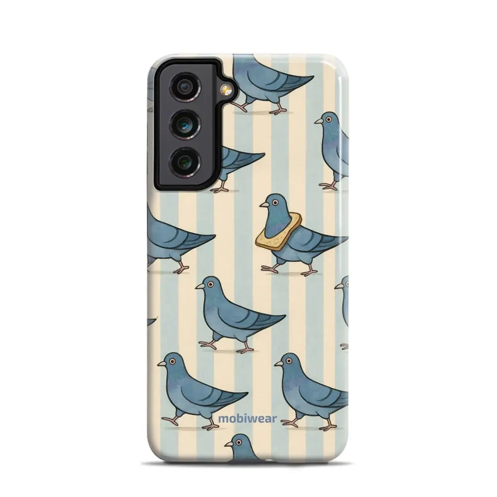 Handyhülle für Galaxy S21 FE, Mobiwear Elite Pro, Blaue Tauben