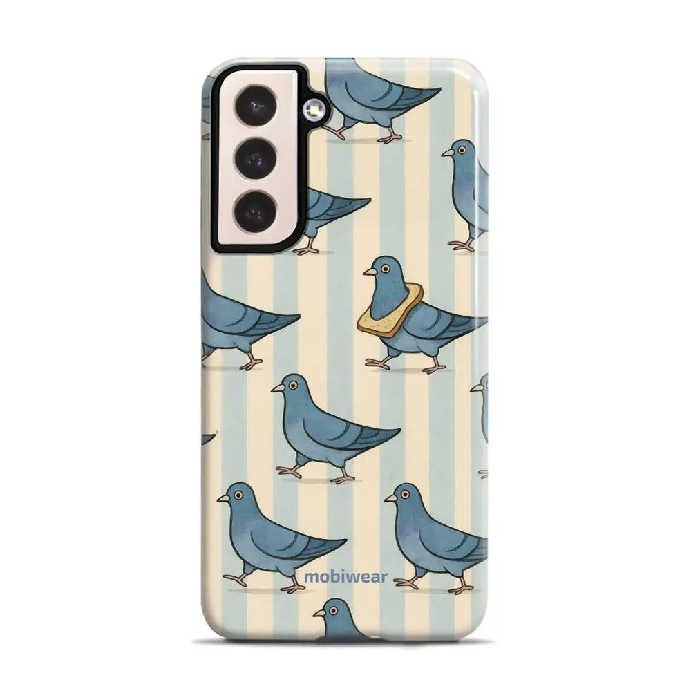 Handyhülle für Galaxy S21 Plus, Mobiwear Elite Pro, Blaue Tauben