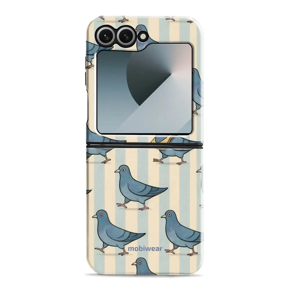 Handyhülle für Galaxy Z Flip6, Mobiwear Elite Pro, Blaue Tauben