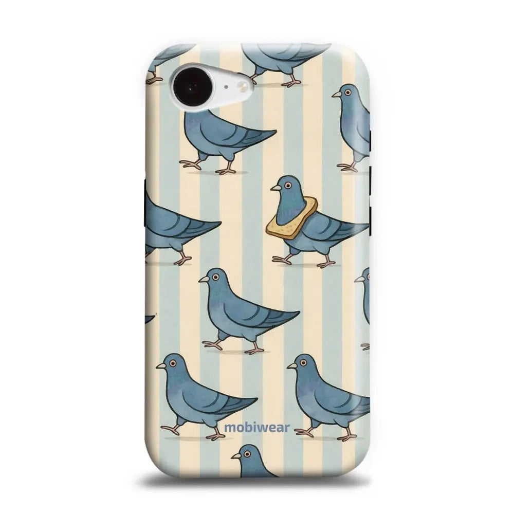 Handyhülle für iPhone 17e / 16e, Mobiwear Elite Pro, Blaue Tauben