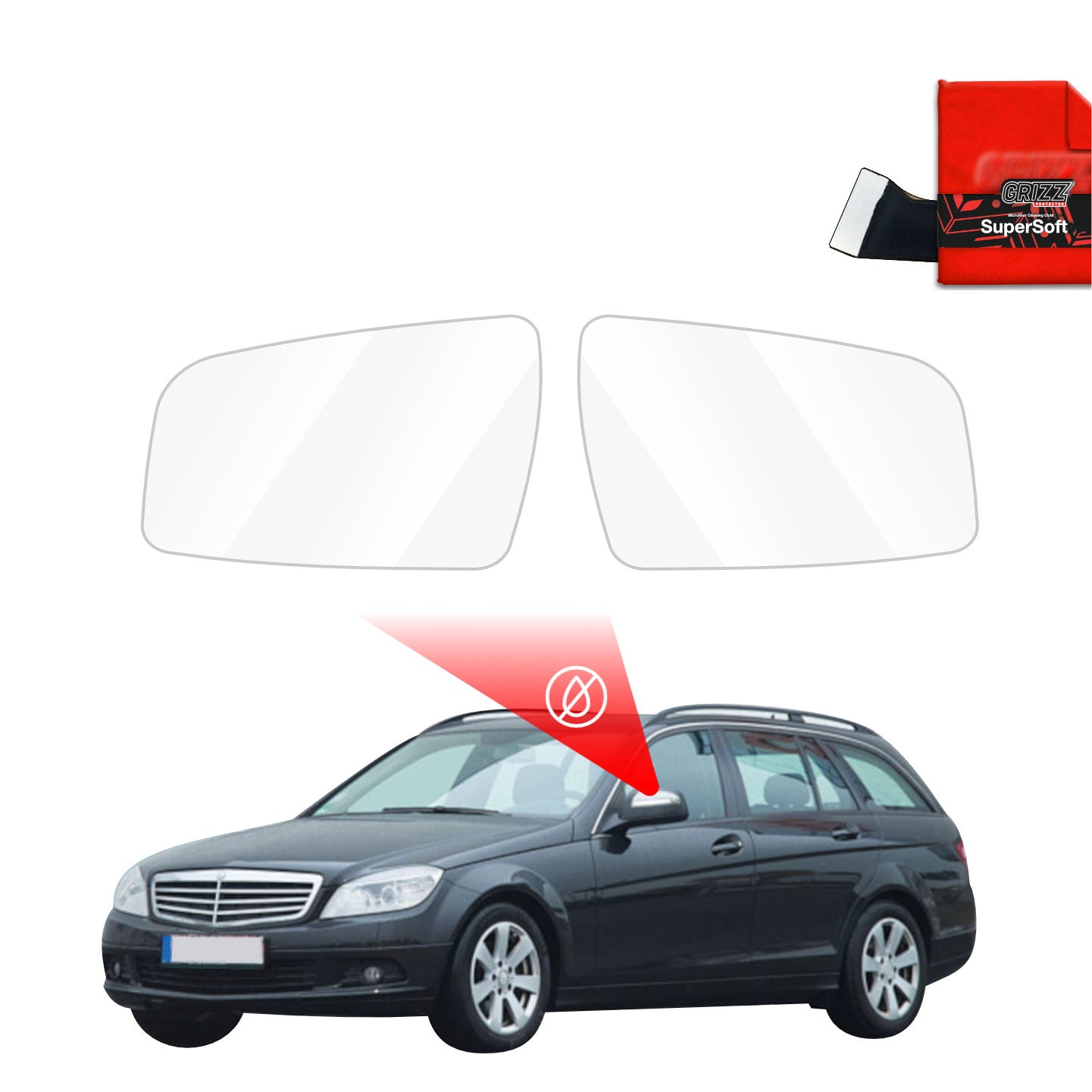 Regenschutzfolie Grizz Protector für Außenspiegel - Mercedes Benz C Klasse S204 Kombi (2007-2011)