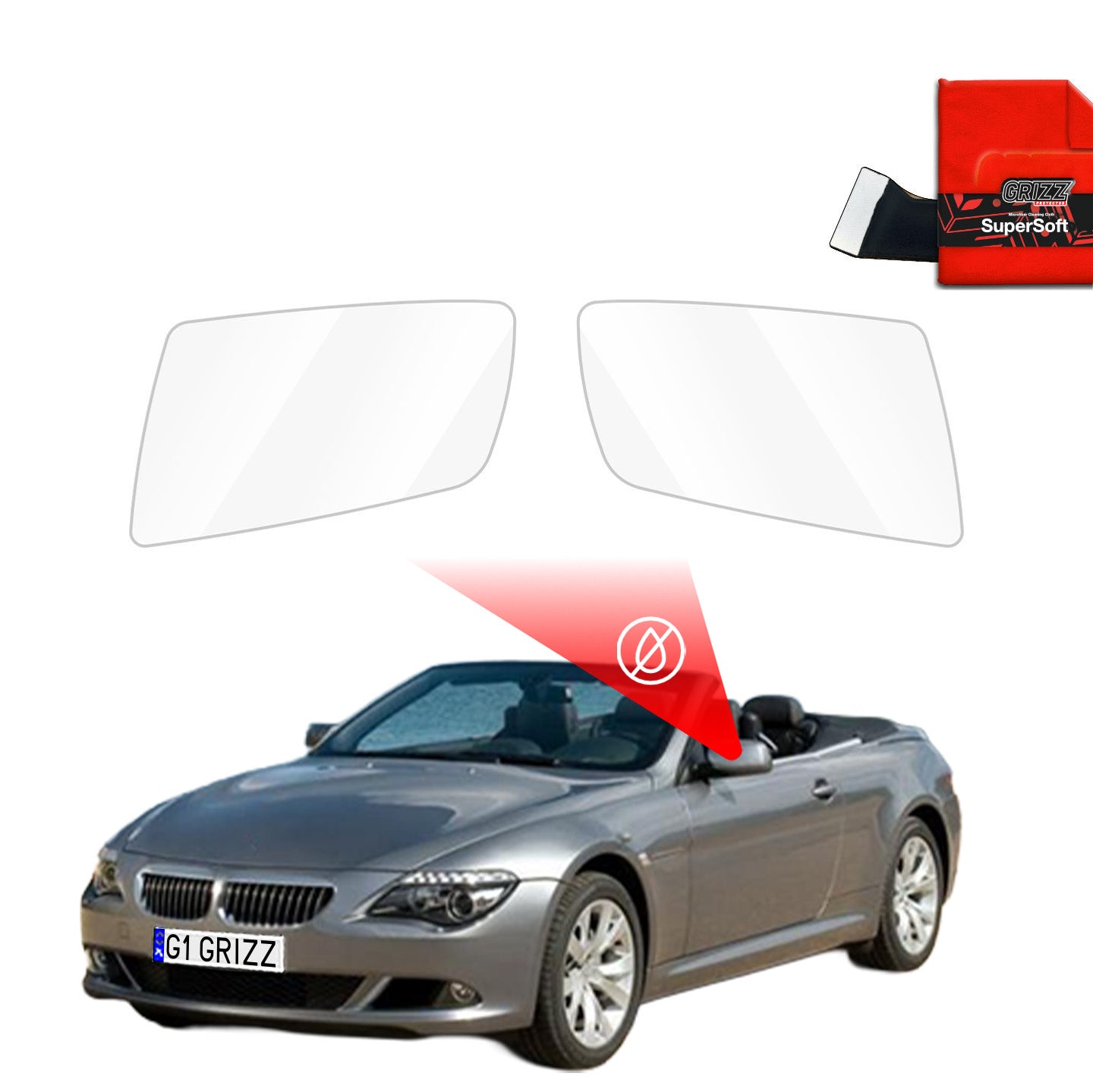Regenschutzfolie Grizz Protector für Außenspiegel - BMW 6 Cabrio E64 (2004-2010)