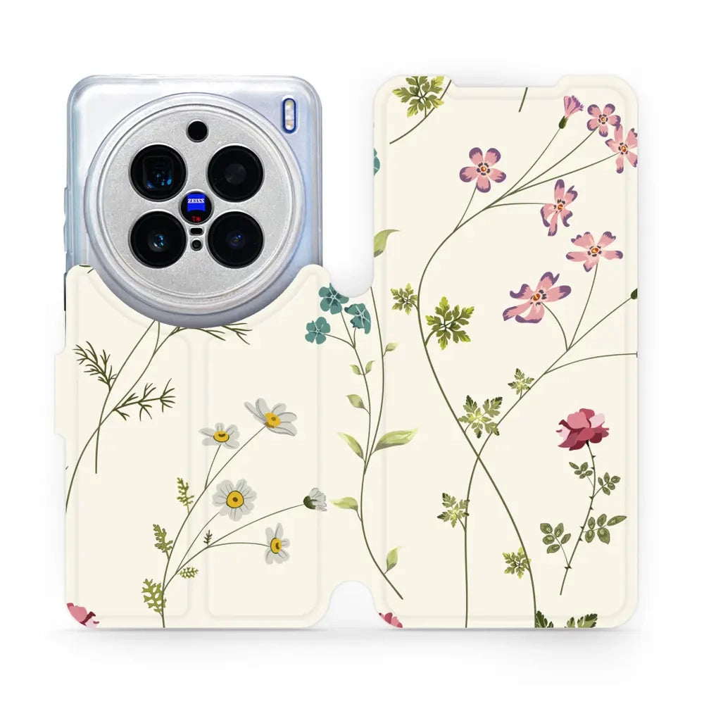 Handyhülle mit klappe für Vivo X200 Pro, Mobiwear Book, Feldblumen