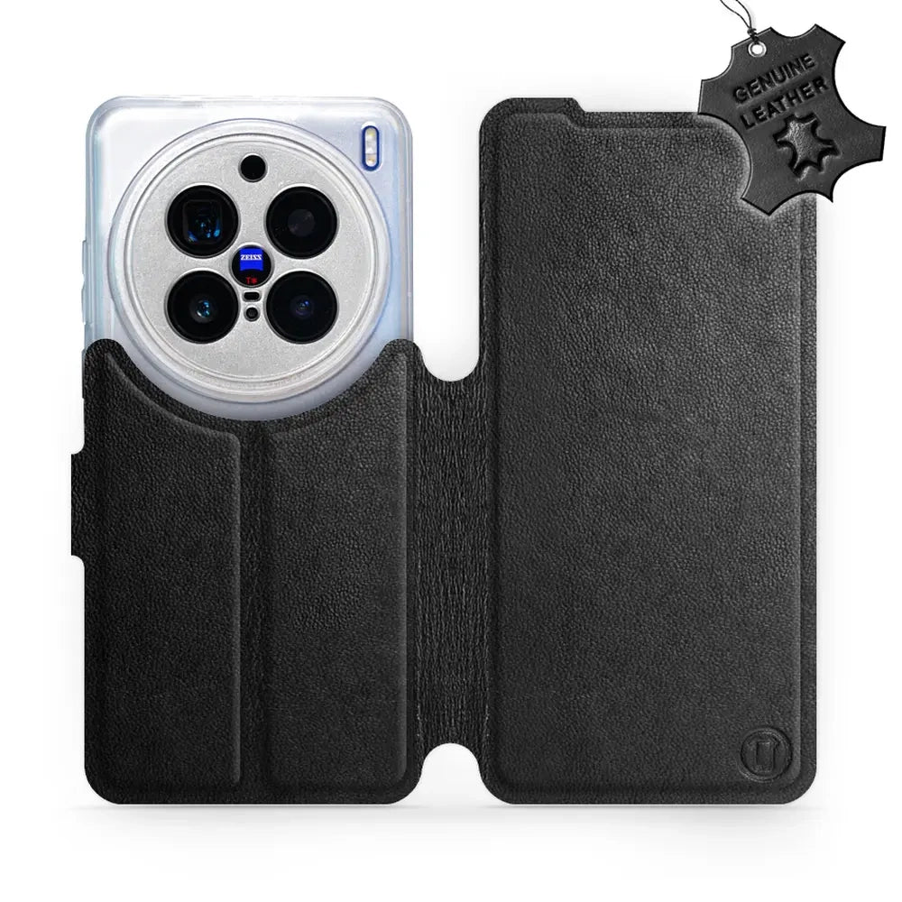 Echtleder Handyhülle für Vivo X200 Pro, Mobiwear Leather, Schwarz