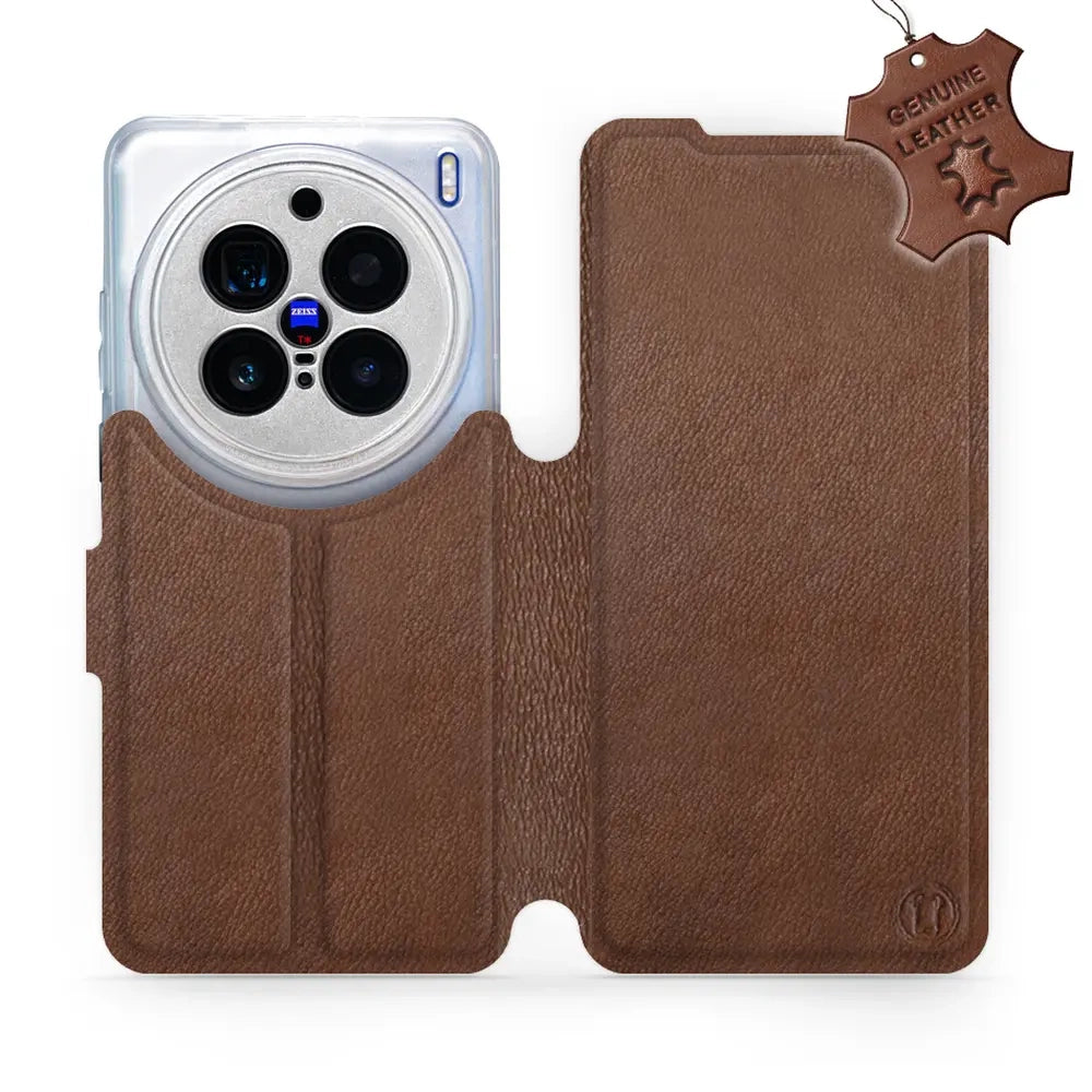 Echtleder Handyhülle für Vivo X200 Pro, Mobiwear Leather, Braun