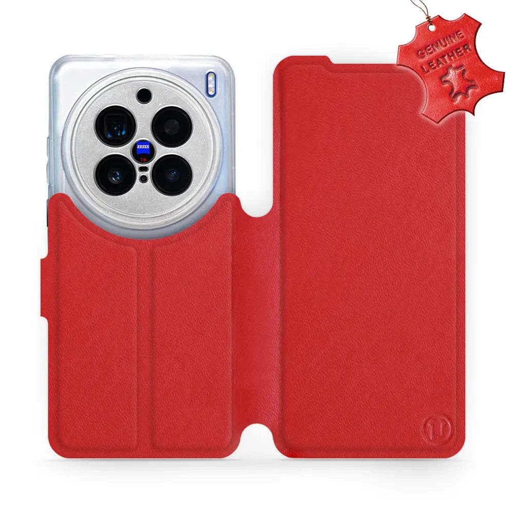 Echtleder Handyhülle für Vivo X200 Pro, Mobiwear Leather, Rot