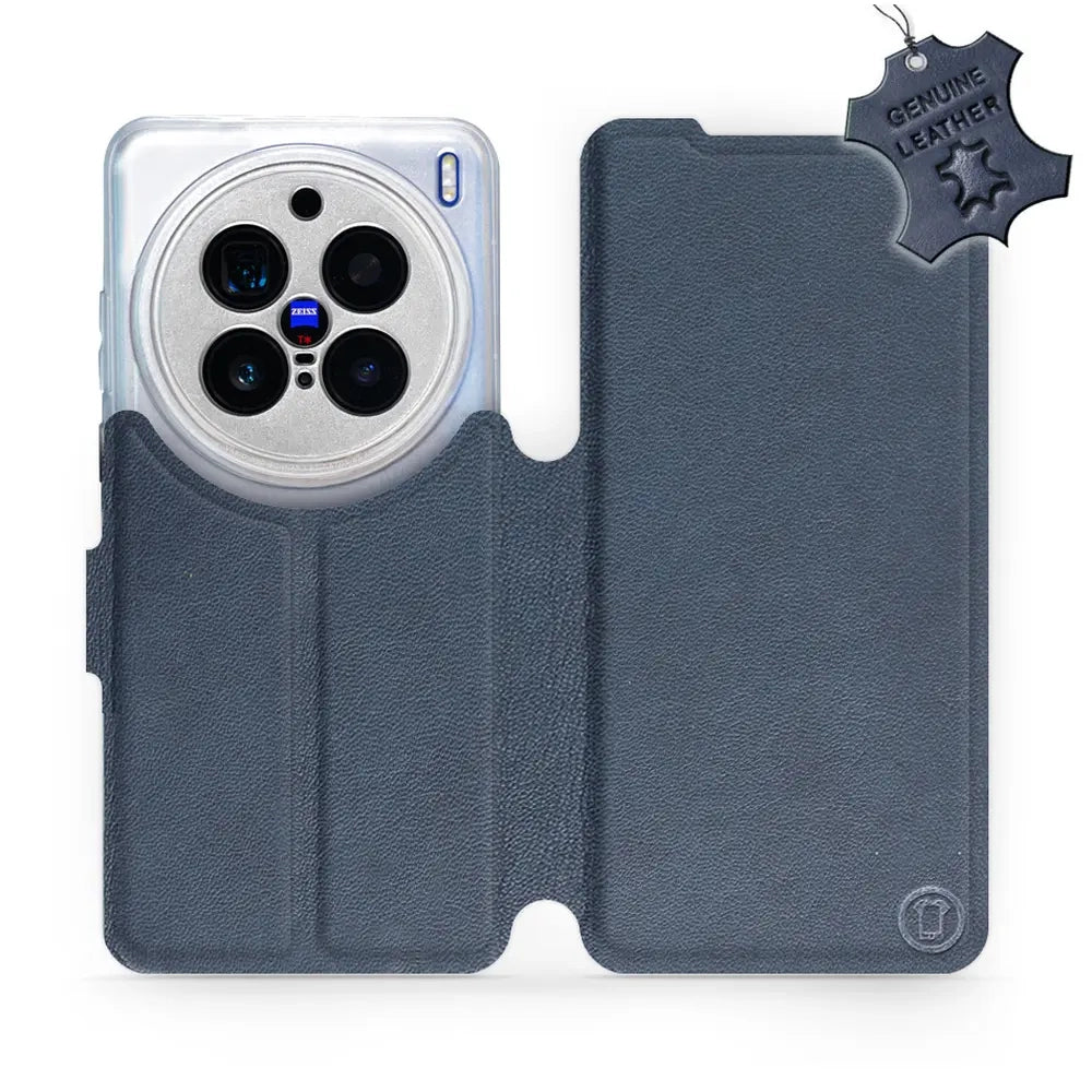 Echtleder Handyhülle für Vivo X200 Pro, Mobiwear Leather, Dunkelblau