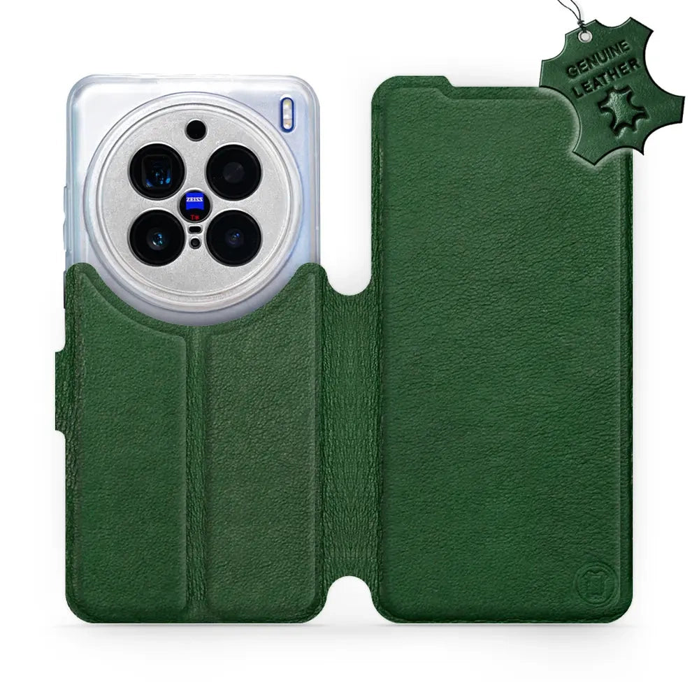 Echtleder Handyhülle für Vivo X200 Pro, Mobiwear Leather, Grün