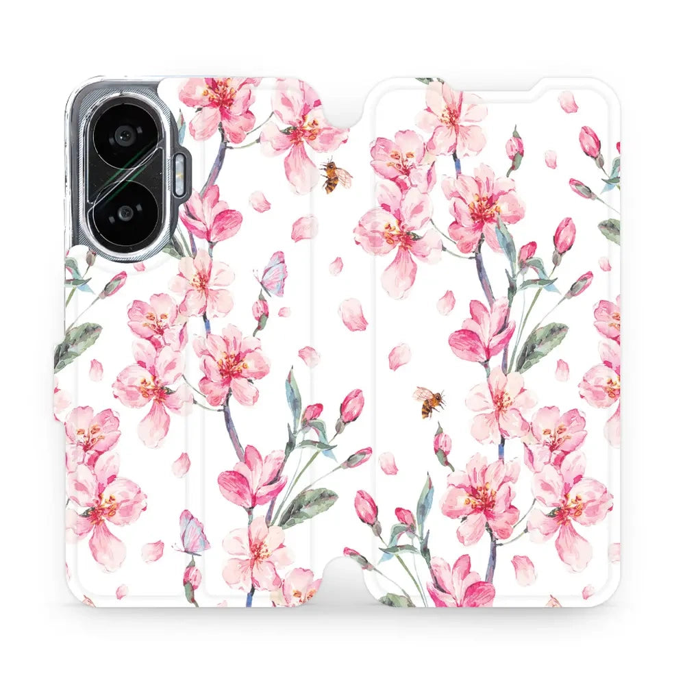 Handyhülle mit klappe für Xiaomi POCO F7, Mobiwear Book, Rosa Frühling
