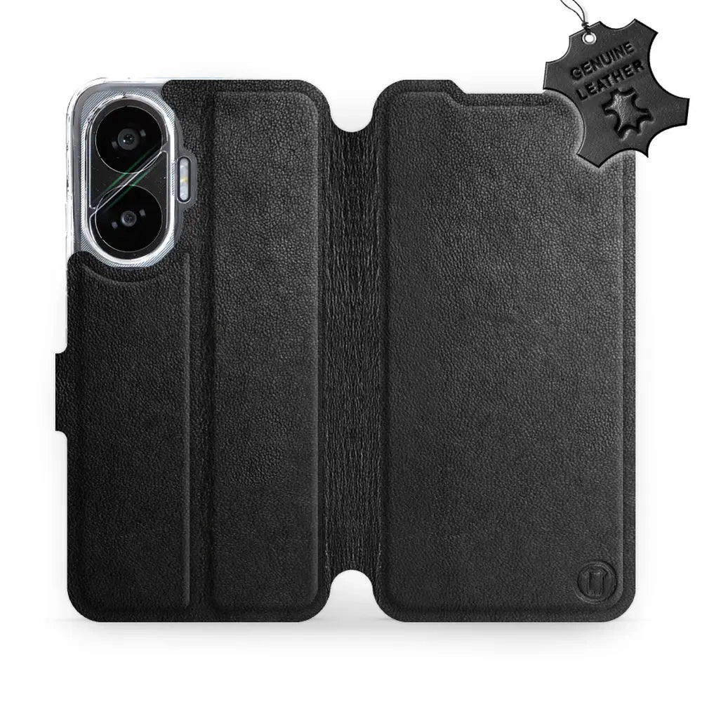 Echtleder Handyhülle für Xiaomi POCO F7, Mobiwear Leather, Schwarz