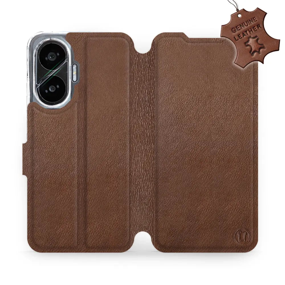Echtleder Handyhülle für Xiaomi POCO F7, Mobiwear Leather, Braun