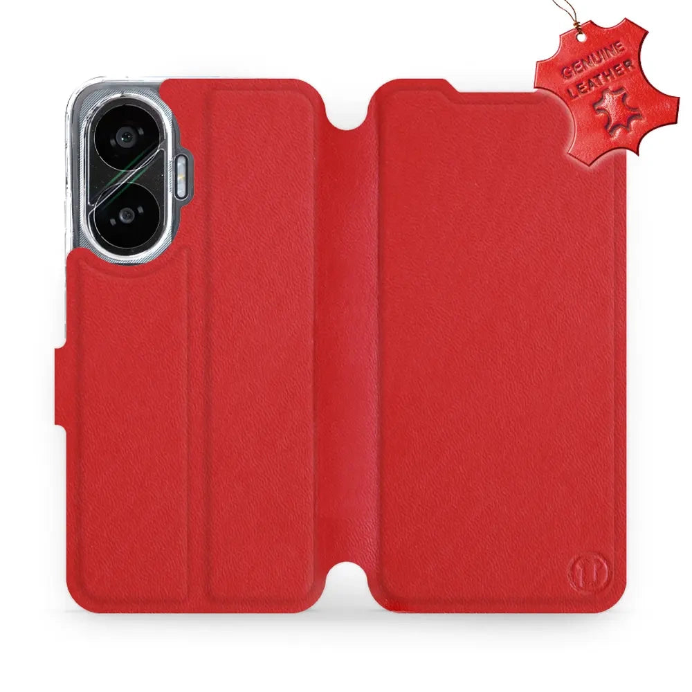 Echtleder Handyhülle für Xiaomi POCO F7, Mobiwear Leather, Rot