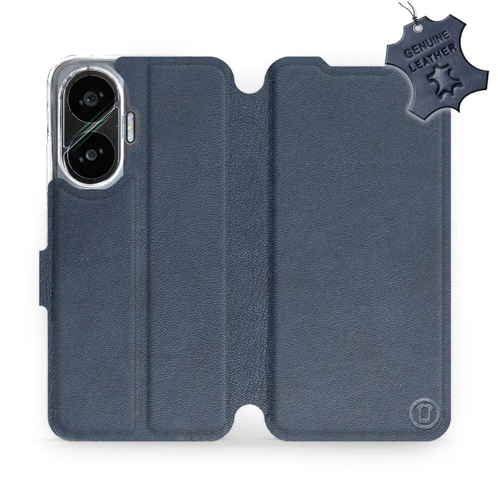 Echtleder Handyhülle für Xiaomi POCO F7, Mobiwear Leather, Dunkelblau
