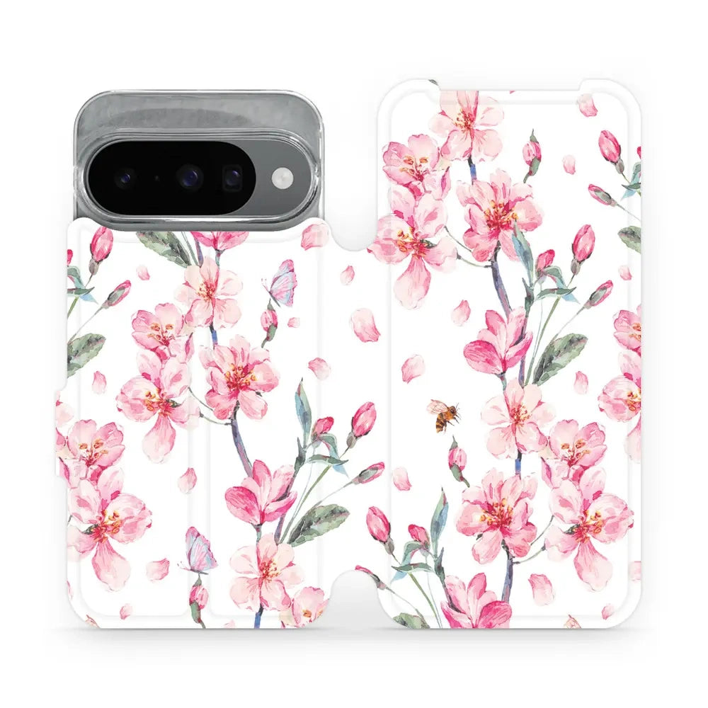 Handyhülle mit klappe für Pixel 10, Mobiwear Book, Rosa Frühling