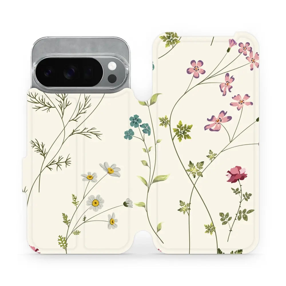 Handyhülle mit klappe für Pixel 10 Pro, Mobiwear Book, Feldblumen